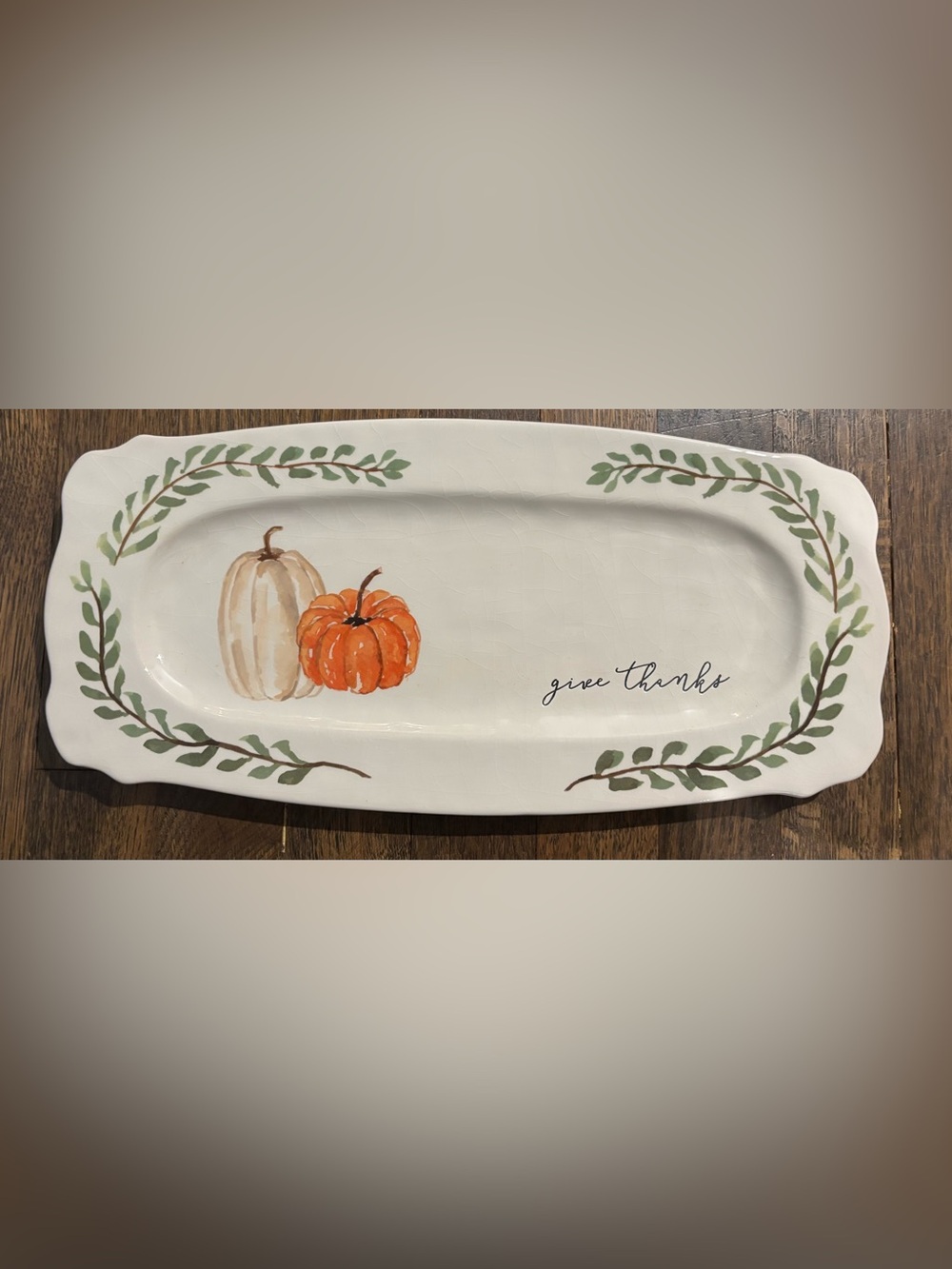 Mud Pie Give Thanks Scalloped Serving Tray Platter